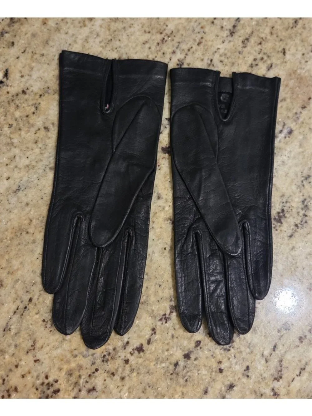 Vintage Womens Size S / 6.5 Black Leather Embroidered Flower Formal Gloves Italy